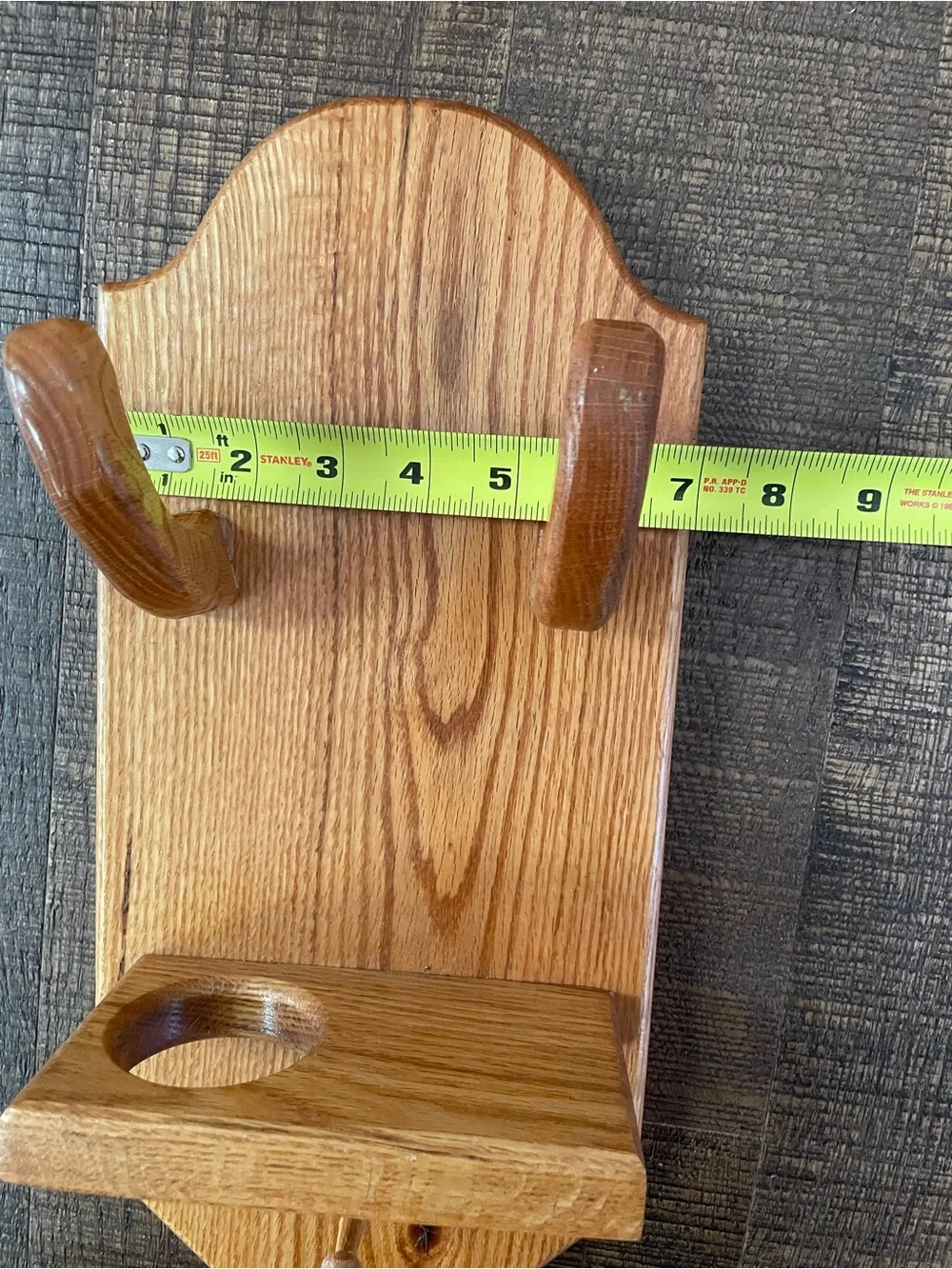 Vintage Wooden Wall Mounted Bathroom Caddy in Natural Oak Finish